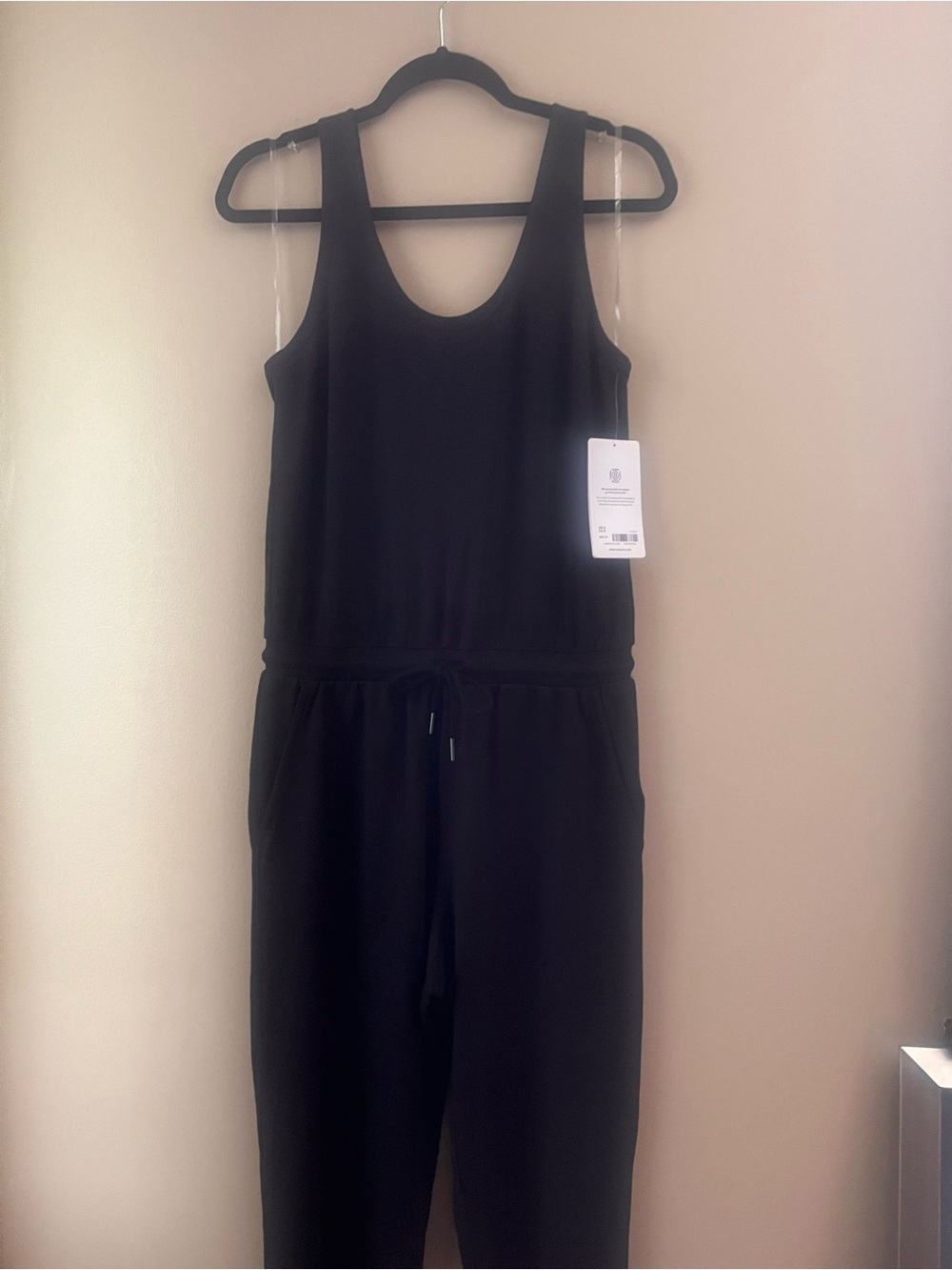 Athleta Balance NWT Black Sleeveless Drawstring Jumpsuit